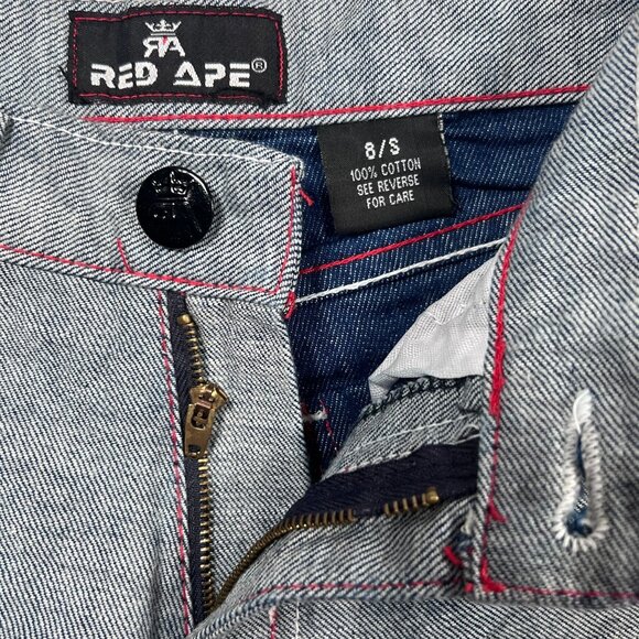 Red Ape Youth Size 8 Small Shorts and Shirt Set Bull Logo Red White Blue - Picture 3 of 9